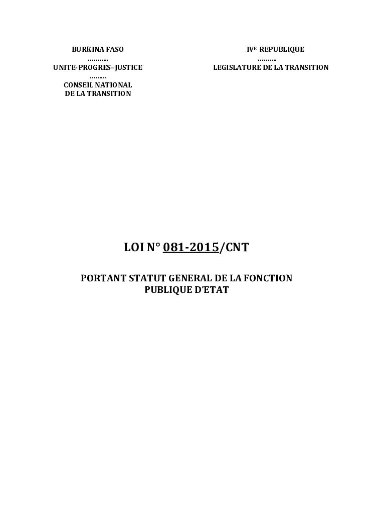 thumbnail of Loi-081-2015-CNT-portant-statut-general-de-la-fonction-publique